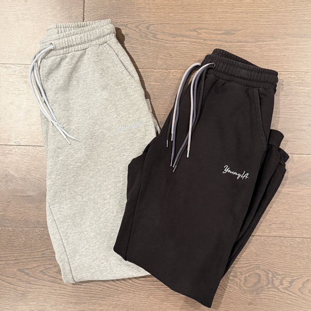 YoungLA Joggers in Black and Light Gray